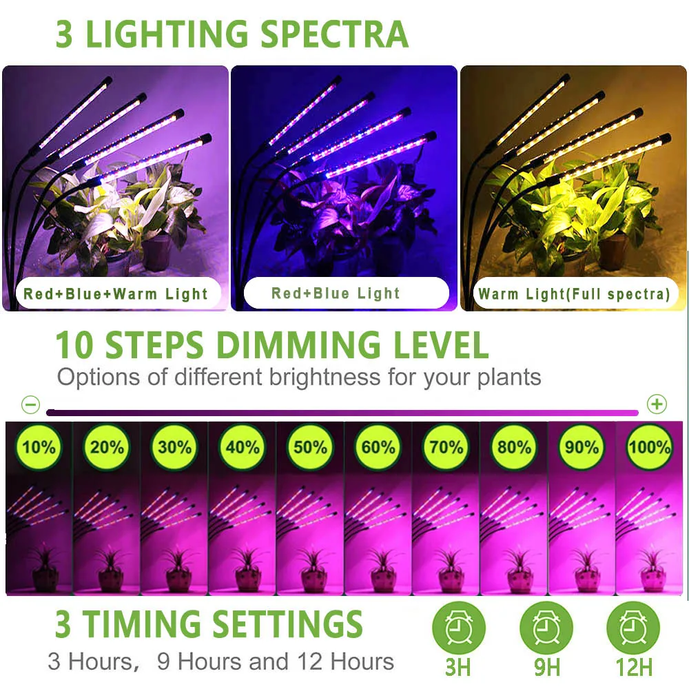 Lámpara LED de Espectro Completo con Clip para Cultivo de Plantas - Imagen 4